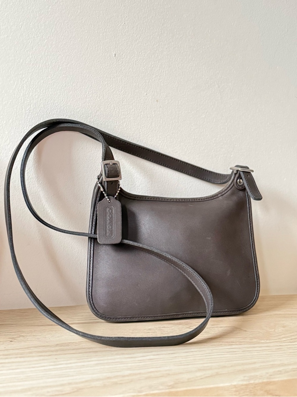 Vintage Coach Y2K Grey Mini crossbody bag charcoal mini hippie bag with hangtag